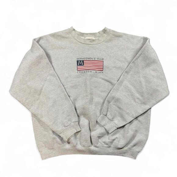 Hanes Other - Hanes Sweatshirt Men M Grey Cotton USA Flag Graphic Vintage